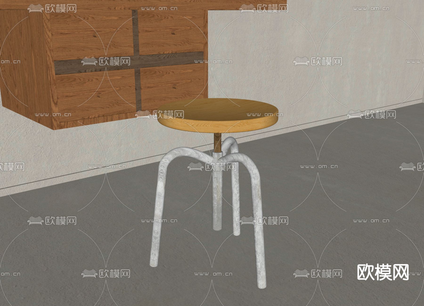 工业风小板凳 换鞋凳su模型下载（渲染图2）