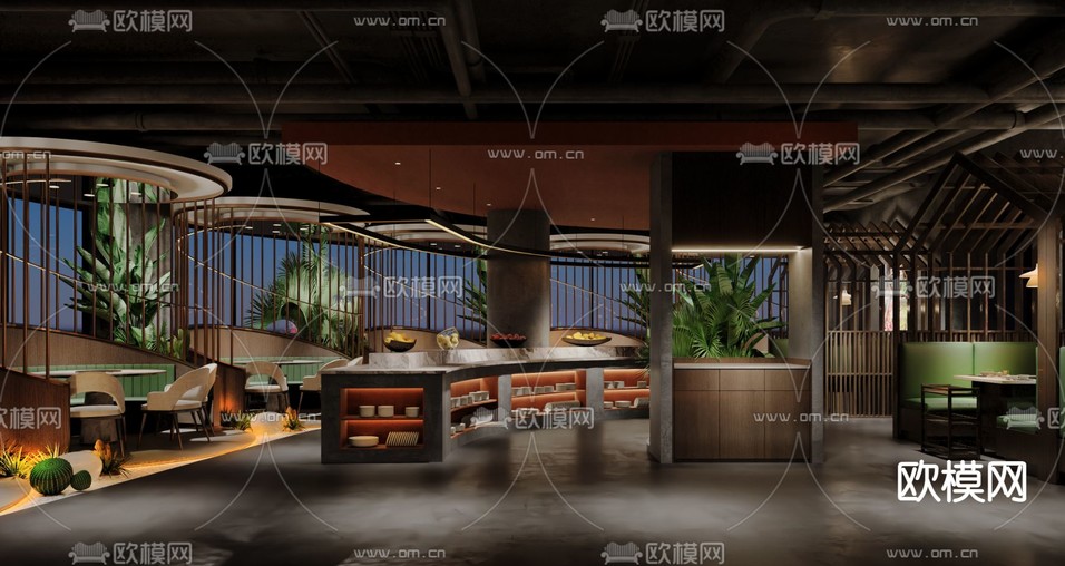 火鍋店 中餐廳3d模型下載(渲染圖8)