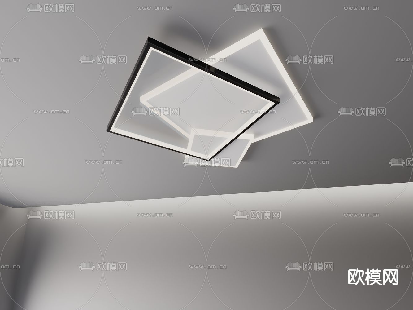 现代轻奢几何吸顶灯su模型下载（渲染图5）