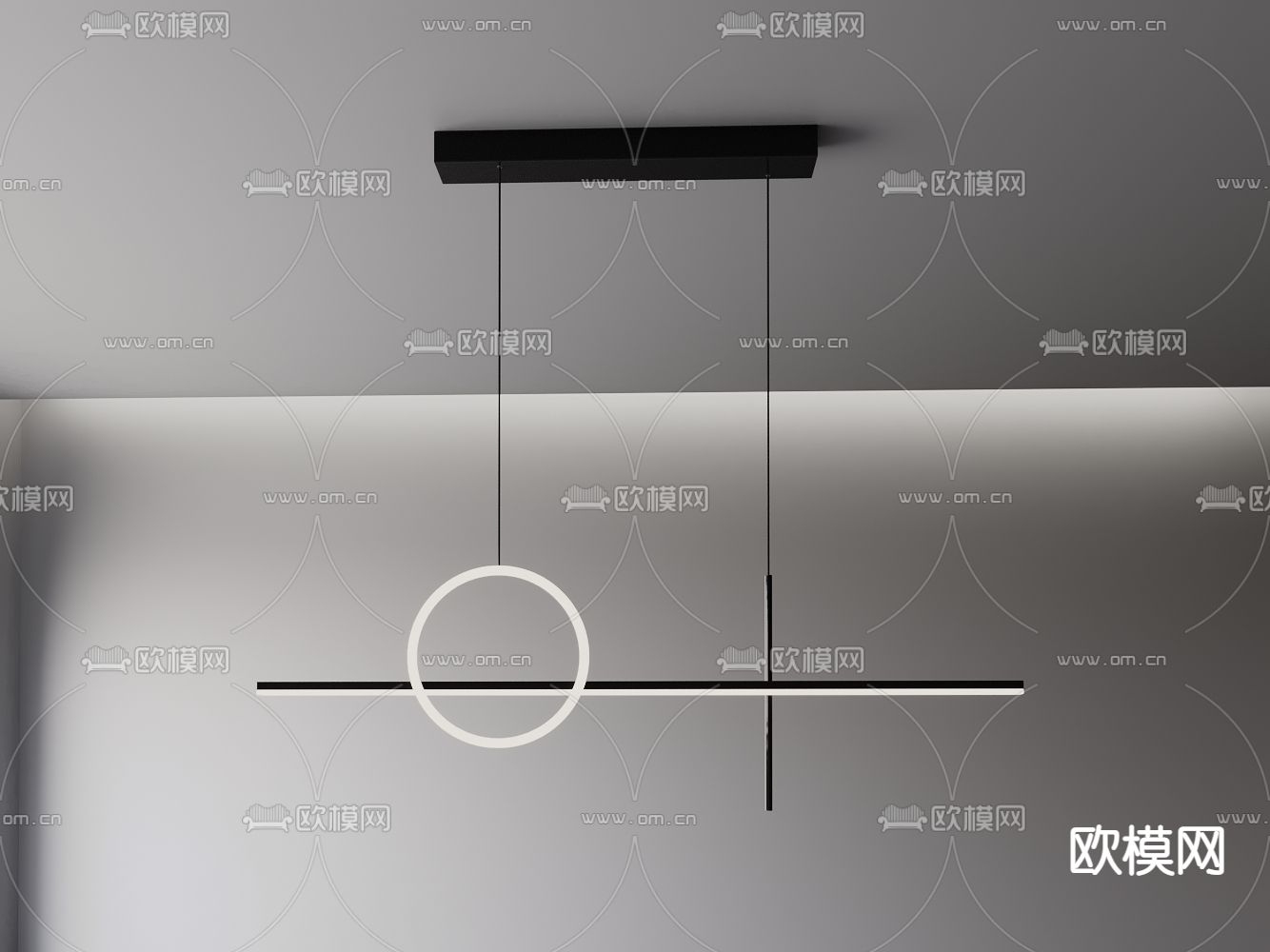 现代轻奢几何吸顶灯su模型下载（渲染图6）