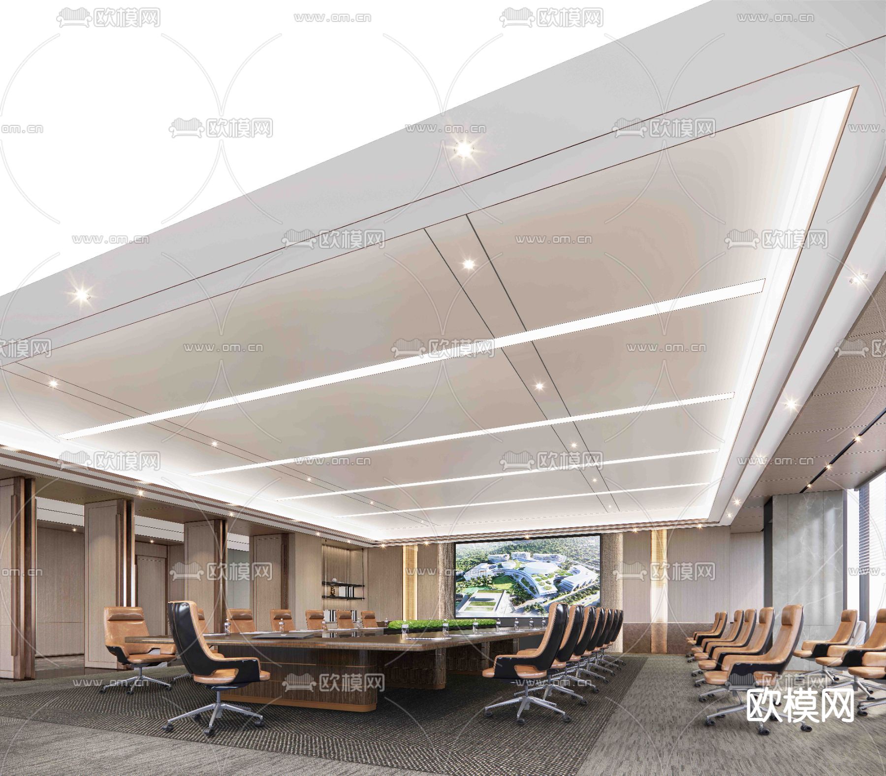轻奢会议室su模型下载