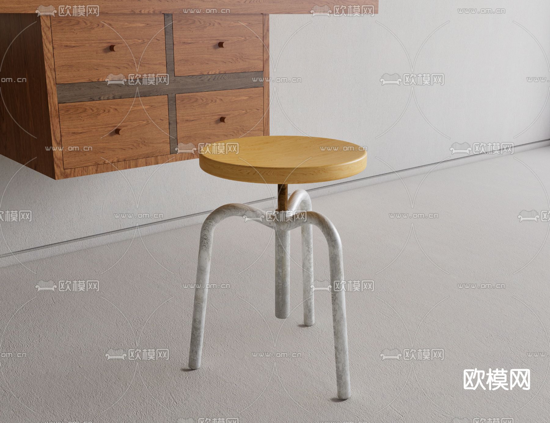 工业风小板凳 换鞋凳su模型下载（渲染图1）