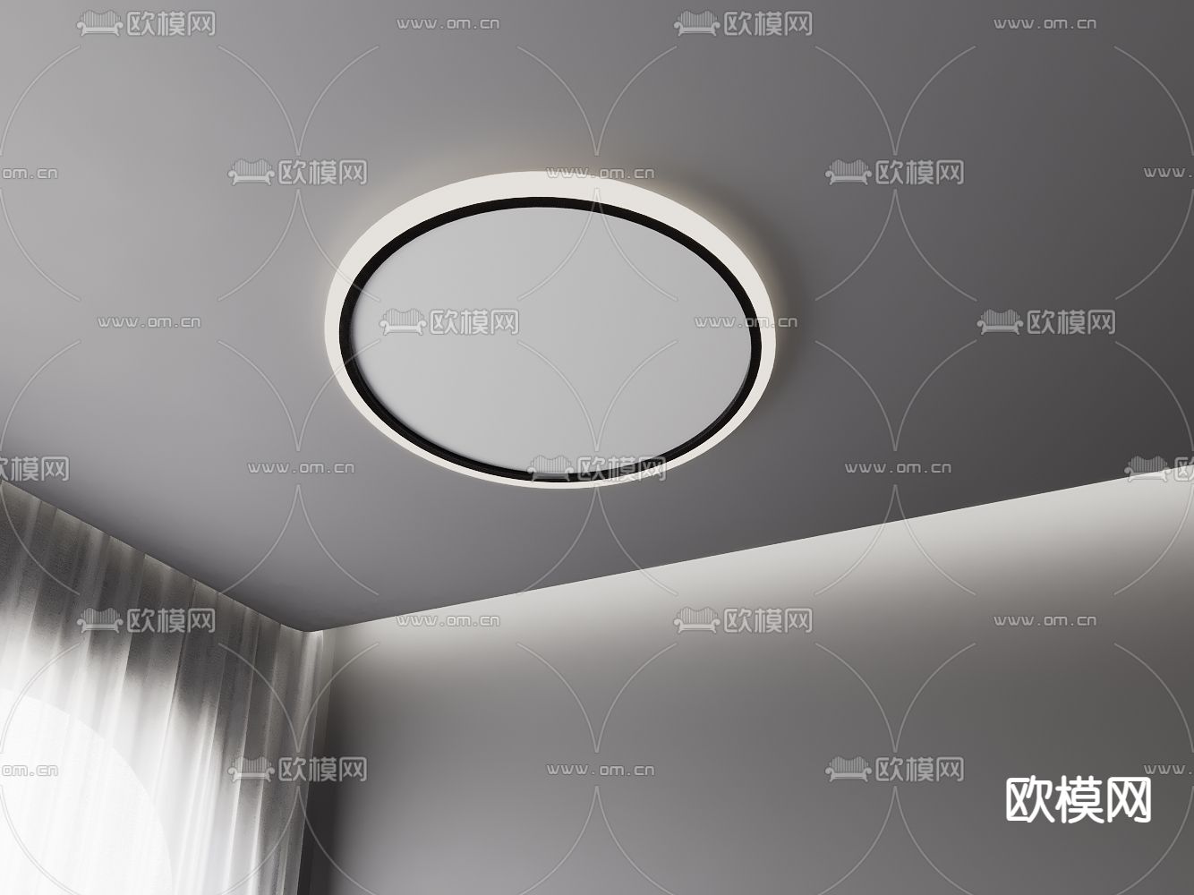 现代轻奢几何吸顶灯su模型下载（渲染图2）