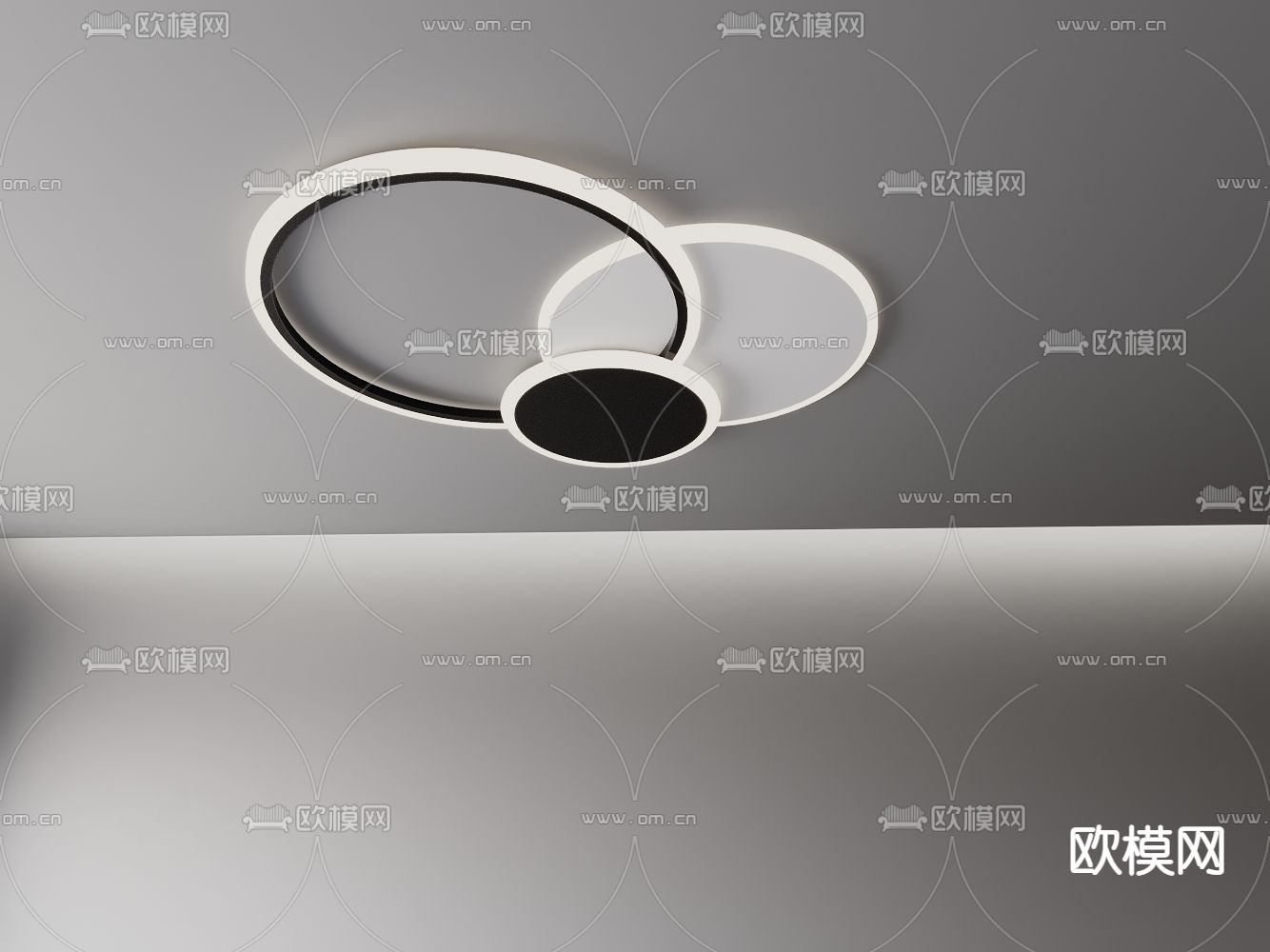 现代轻奢几何吸顶灯su模型下载（渲染图4）