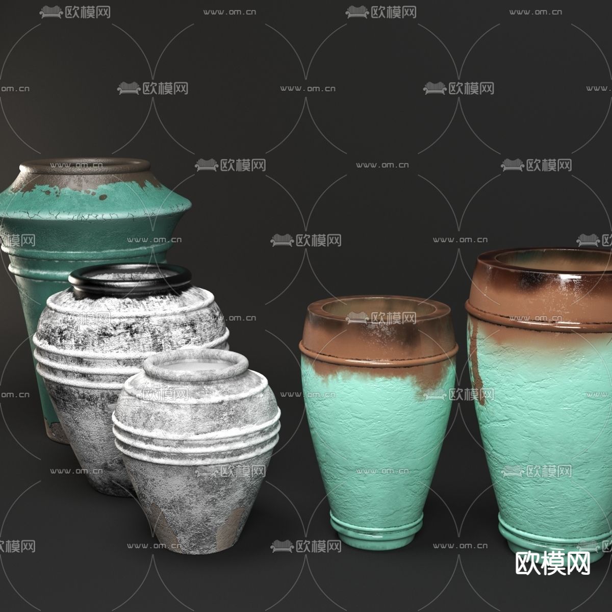 中式陶罐 器皿3d模型下载（渲染图4）
