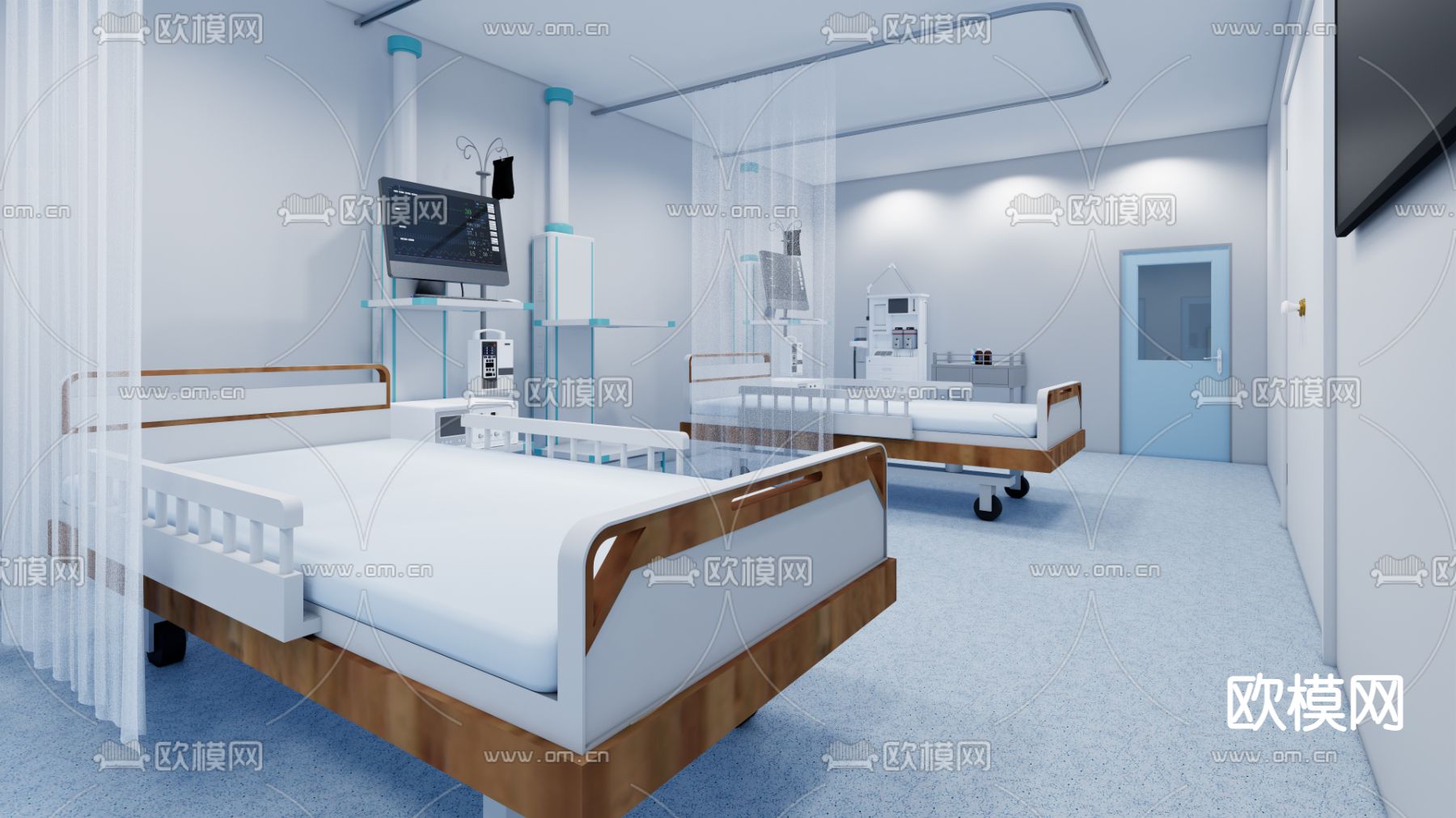 现代医护室su模型下载_ID12297143_sketchup模型下载-欧模网