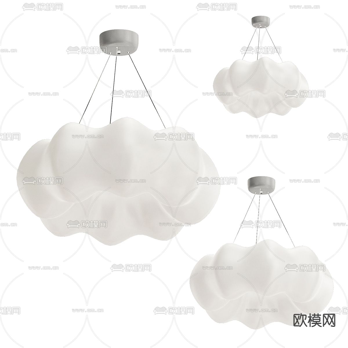 奶油风吊灯3d模型下载（渲染图1）