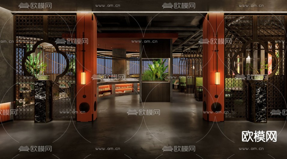 火鍋店 中餐廳3d模型下載(渲染圖7)