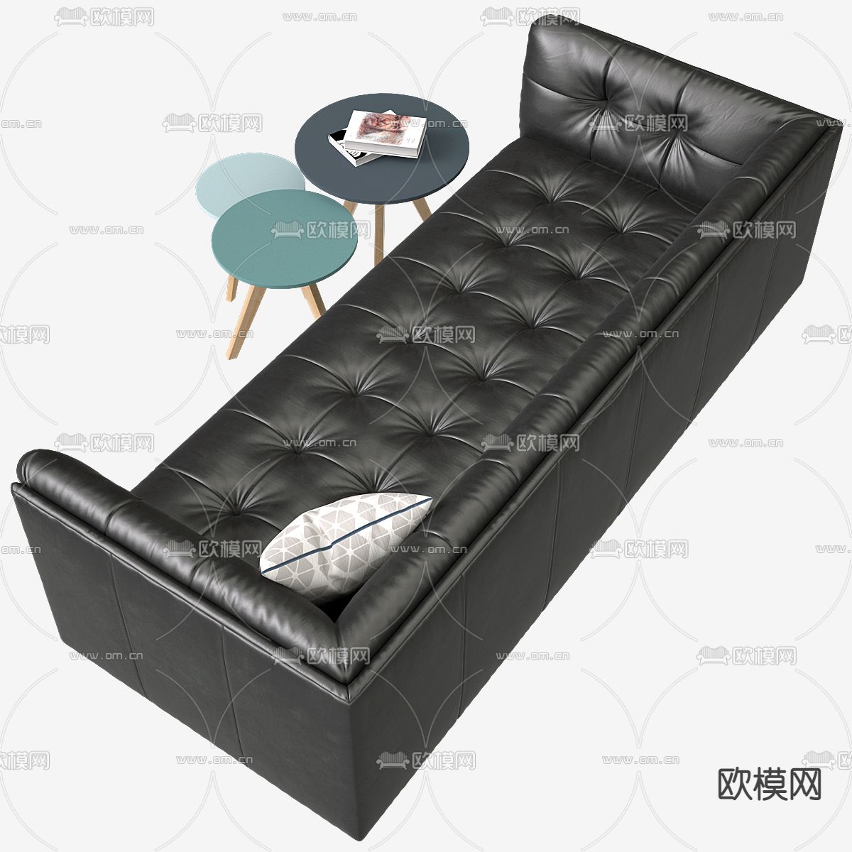 皮革沙发 茶几3d模型下载（渲染图3）