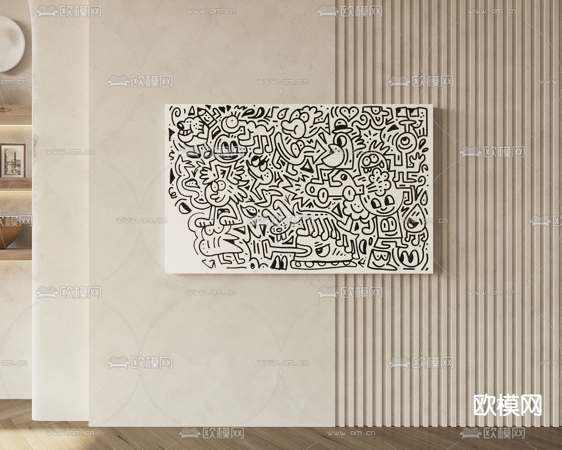 现代涂鸦艺术画 装饰画3d模型下载