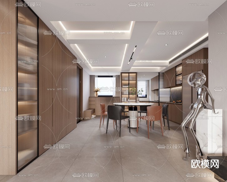 现代餐厅3d模型下载