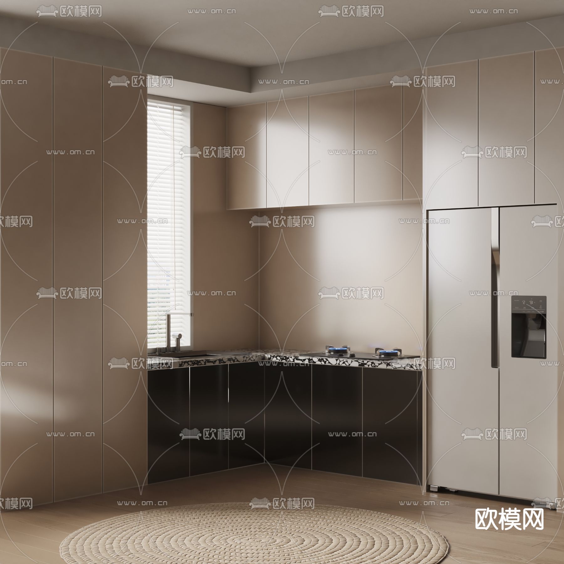 现代厨房 橱柜su模型
