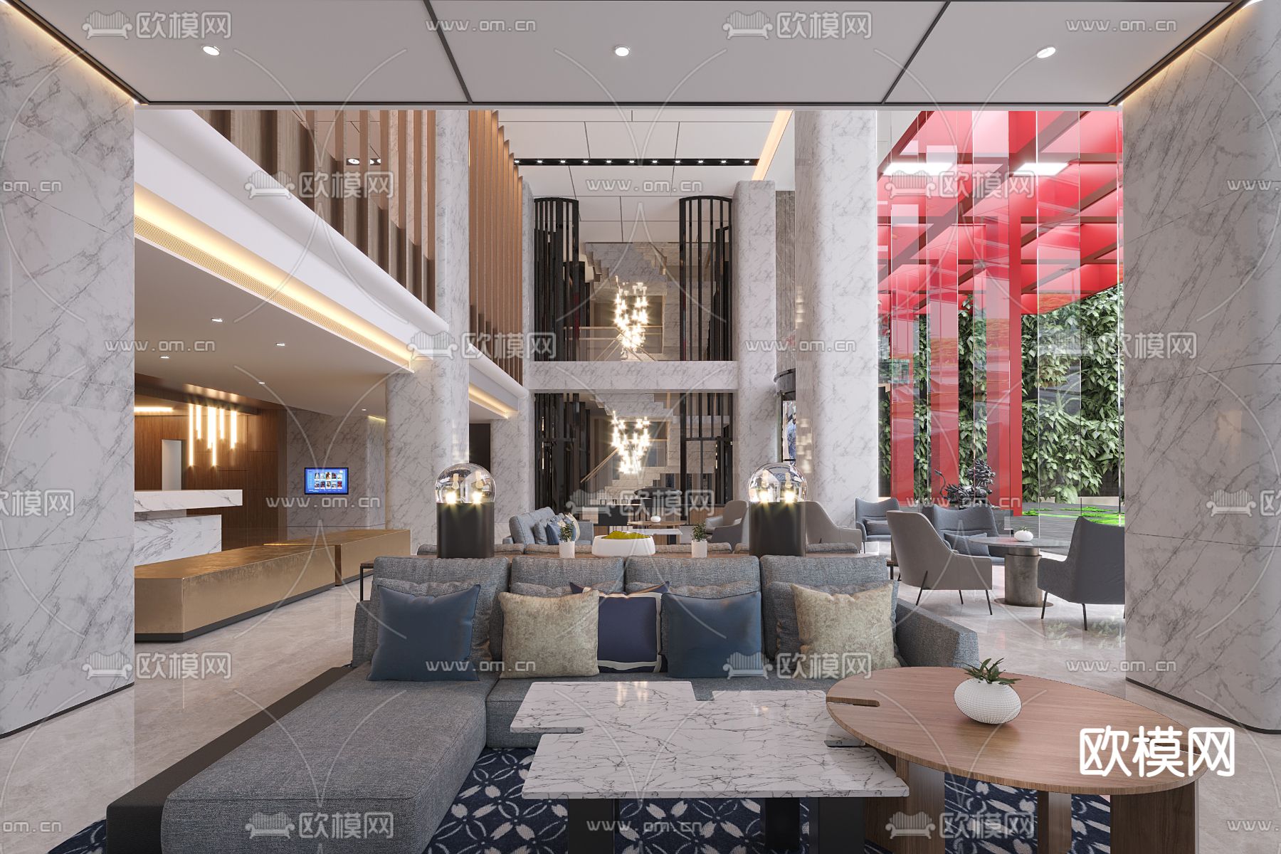 刘波设计-深圳万怡酒店大堂su模型