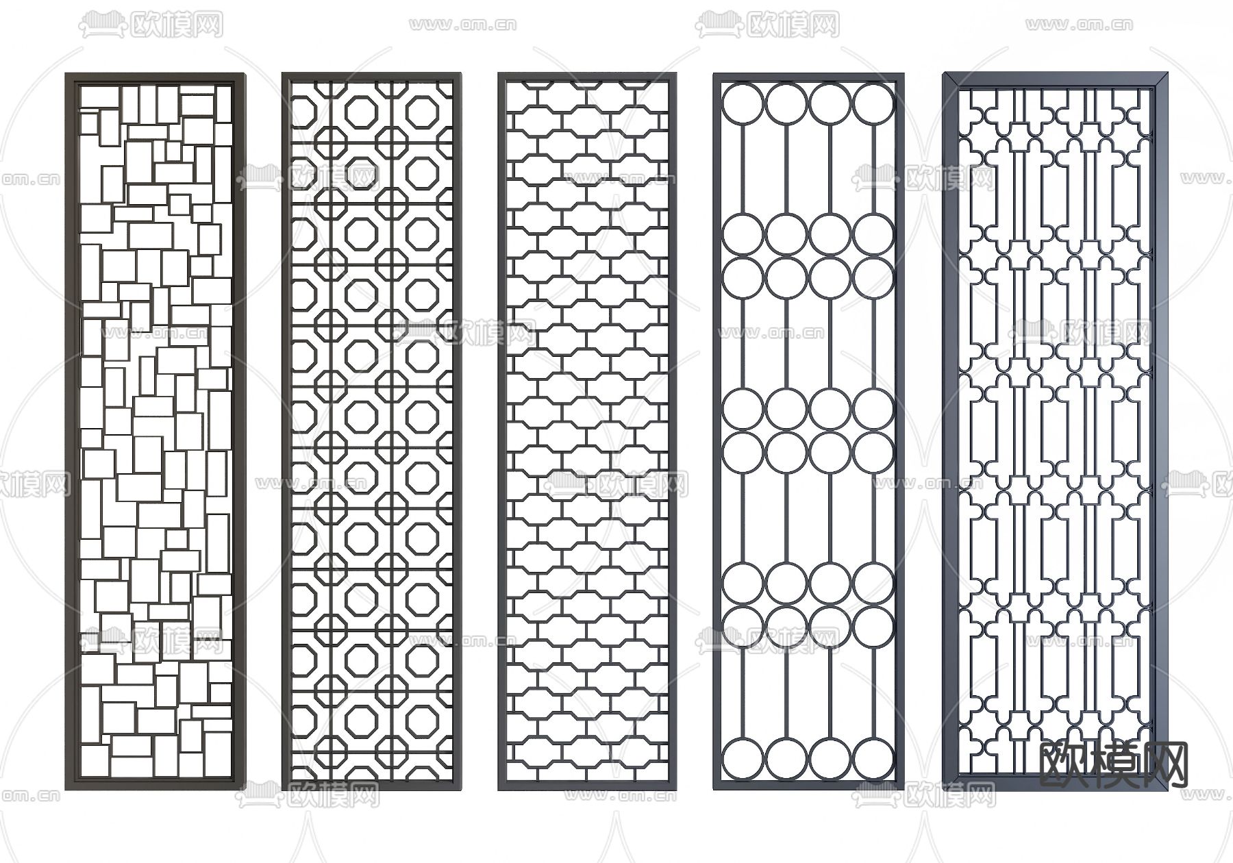 现代金属屏风 隔断su模型下载（渲染图1）
