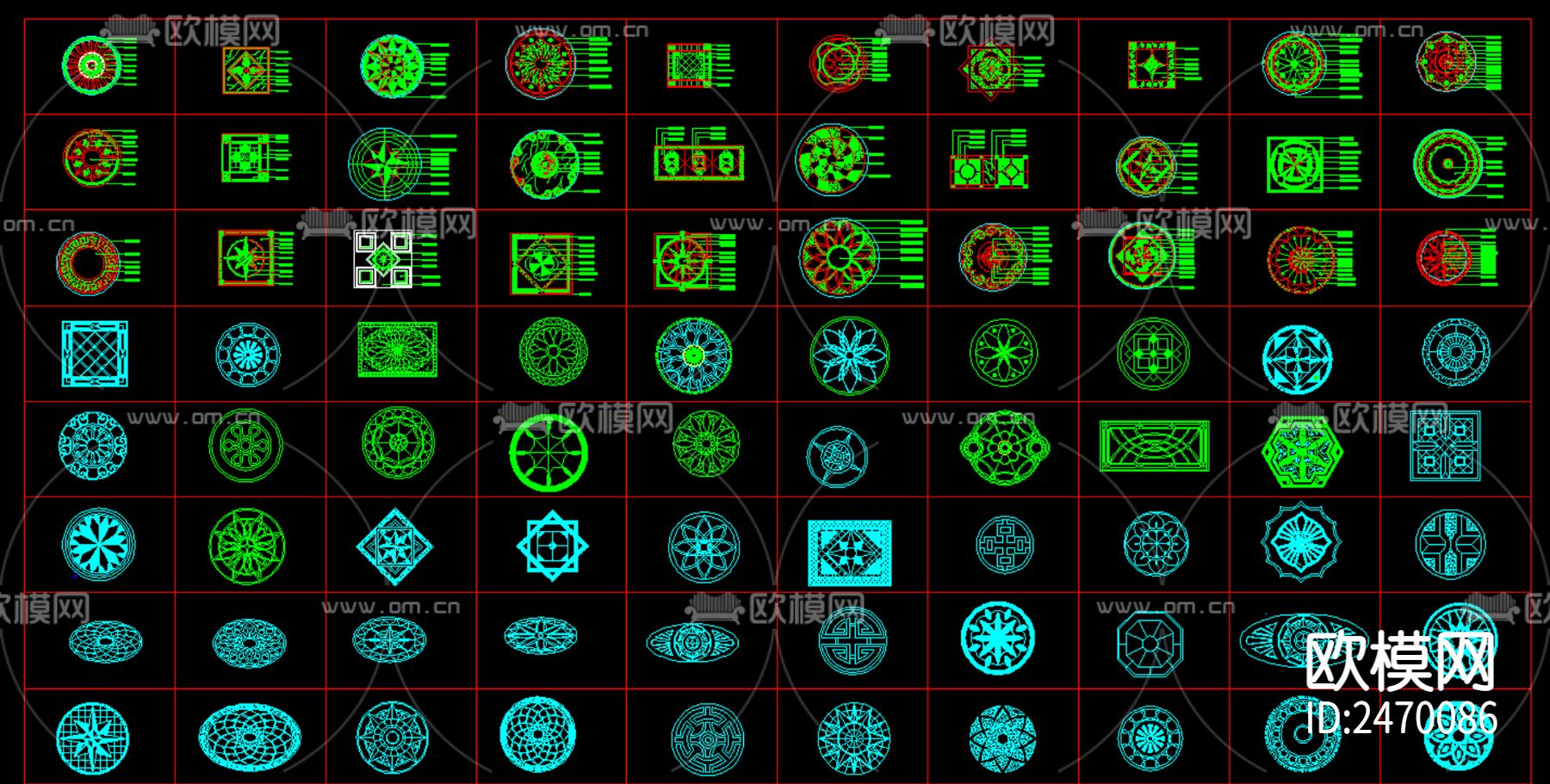 350款地面拼花图案CAD图库下载（渲染图1）