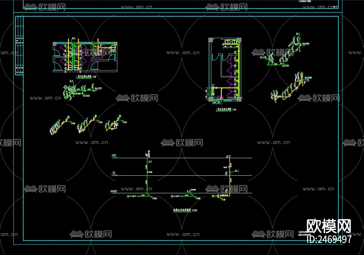 开发区派出所给排水CAD施工图下载（渲染图4）