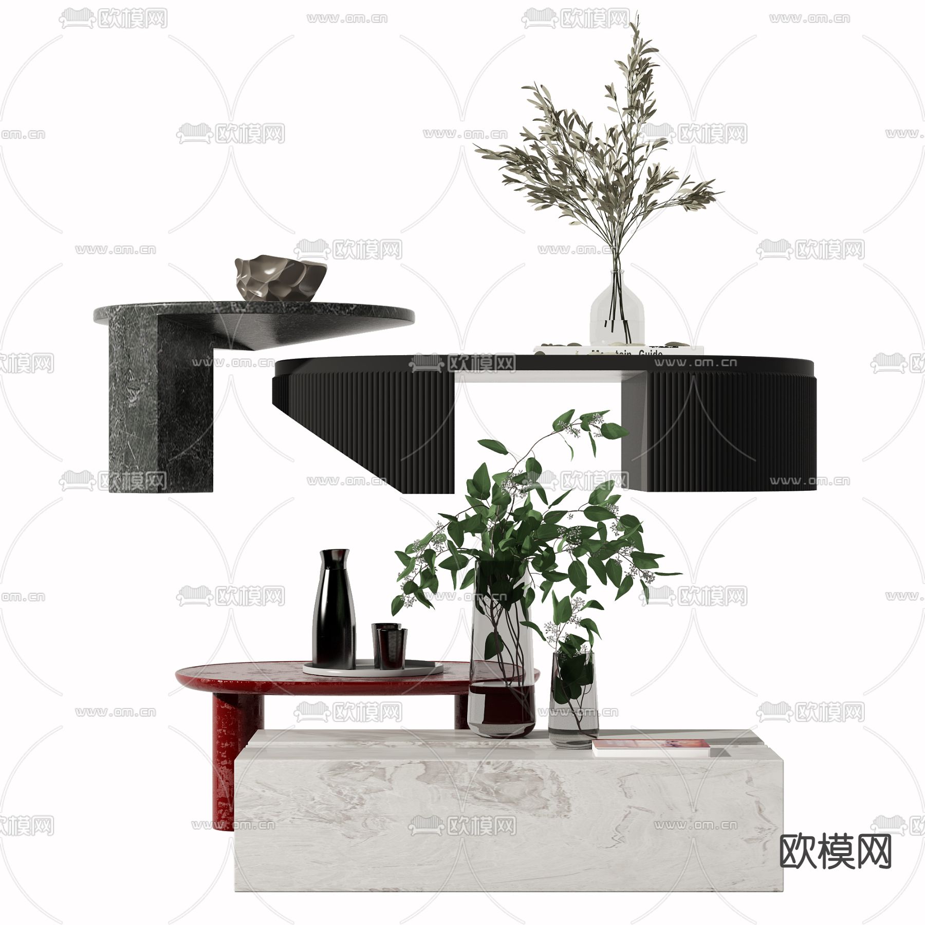 现代子母茶几3d模型下载