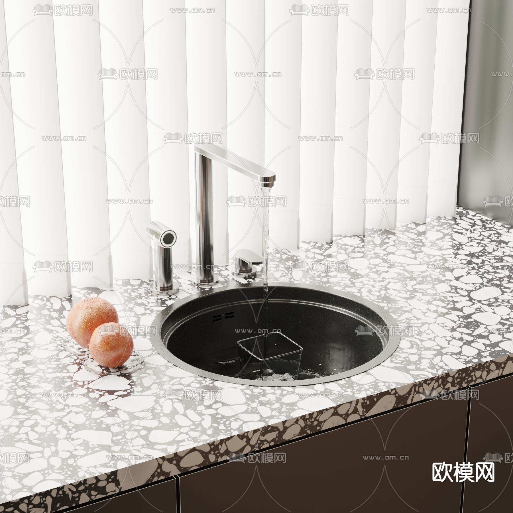 现代洗手台 台下盆su模型下载（渲染图1）