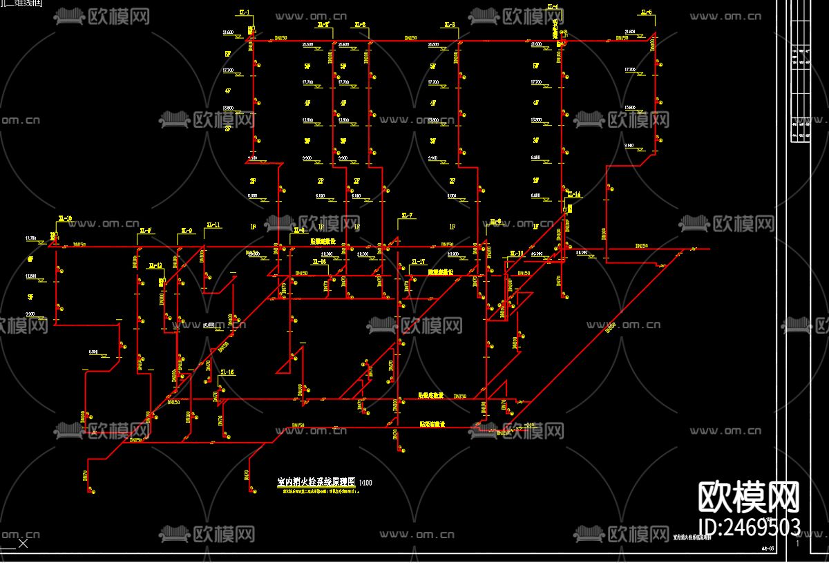 商务楼三水图给排水CAD施工图下载（渲染图2）