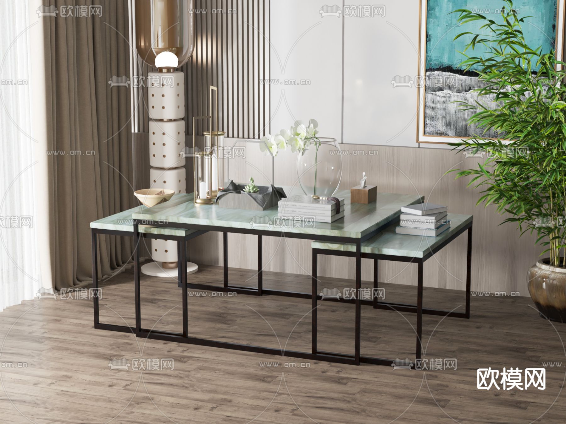 简欧茶几3d模型下载