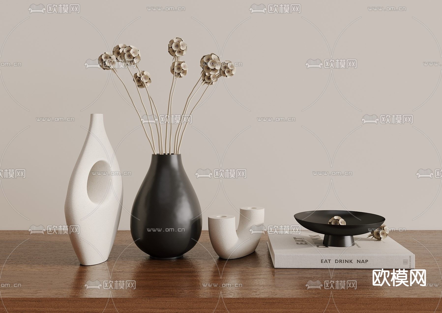 侘寂风 花瓶 饰品 摆件su模型下载（渲染图1）