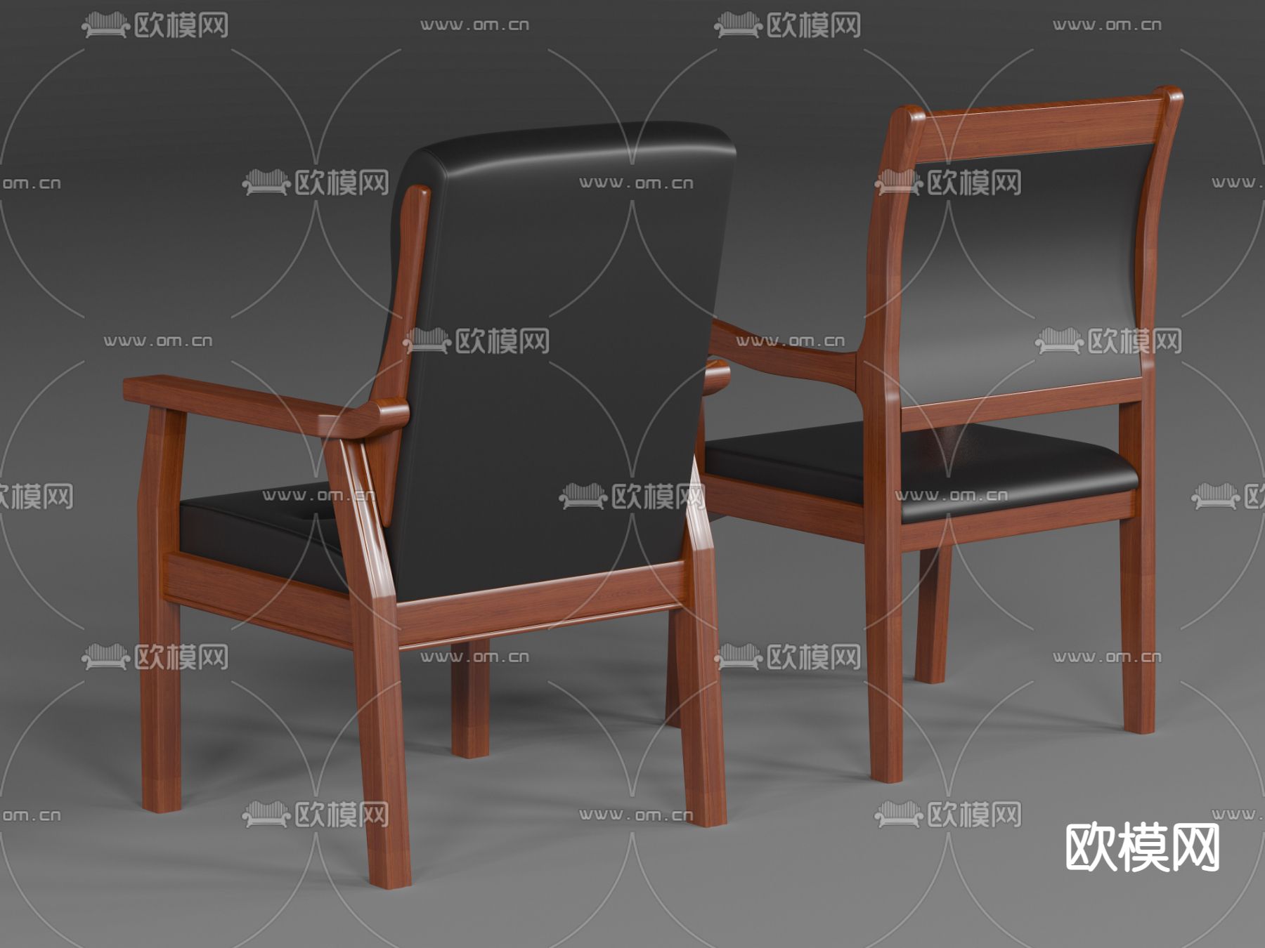 实木扶手椅 办公椅 会议椅3d模型下载（渲染图4）