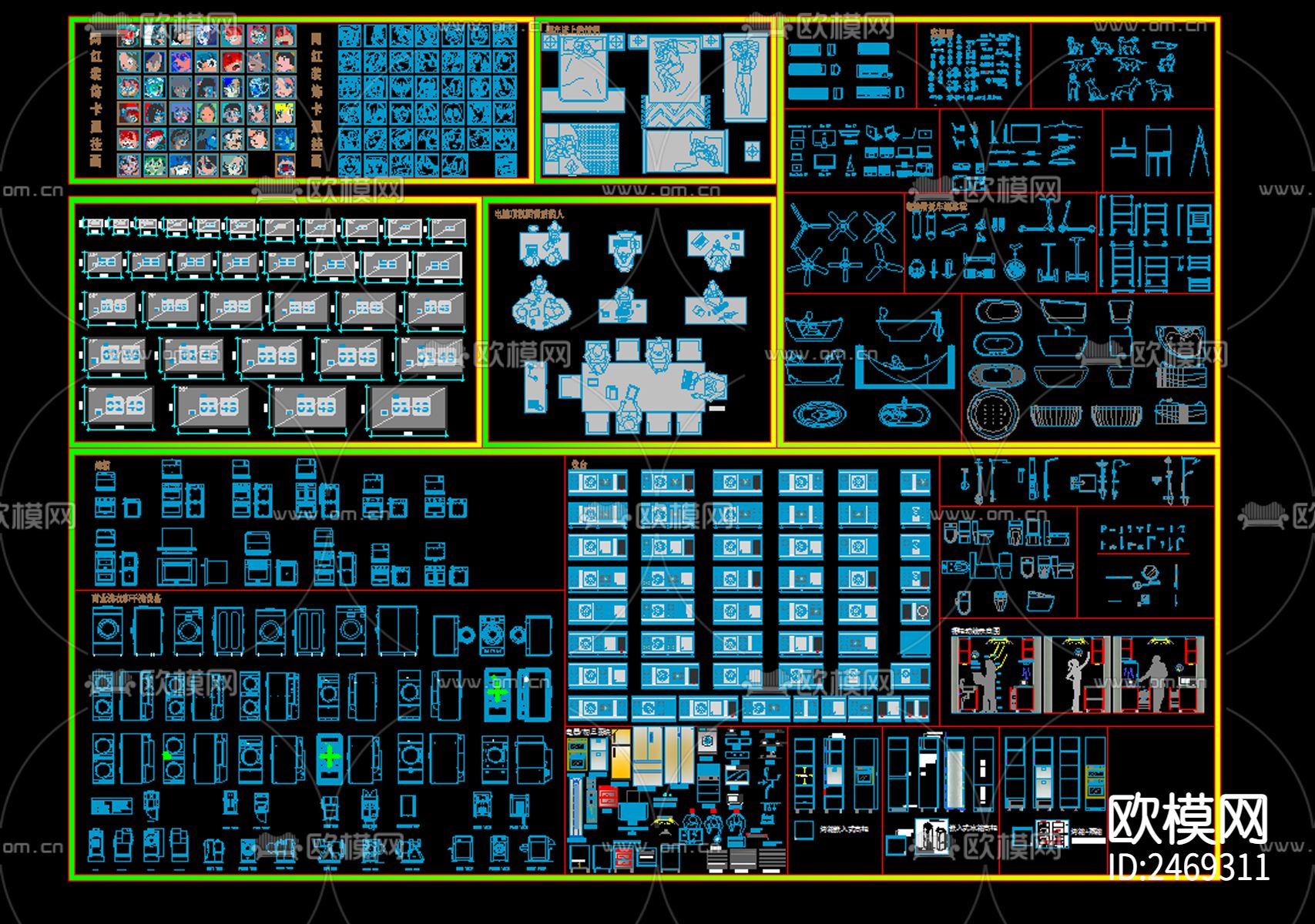 精细图库网红挂画贴图CAD图库下载（渲染图1）