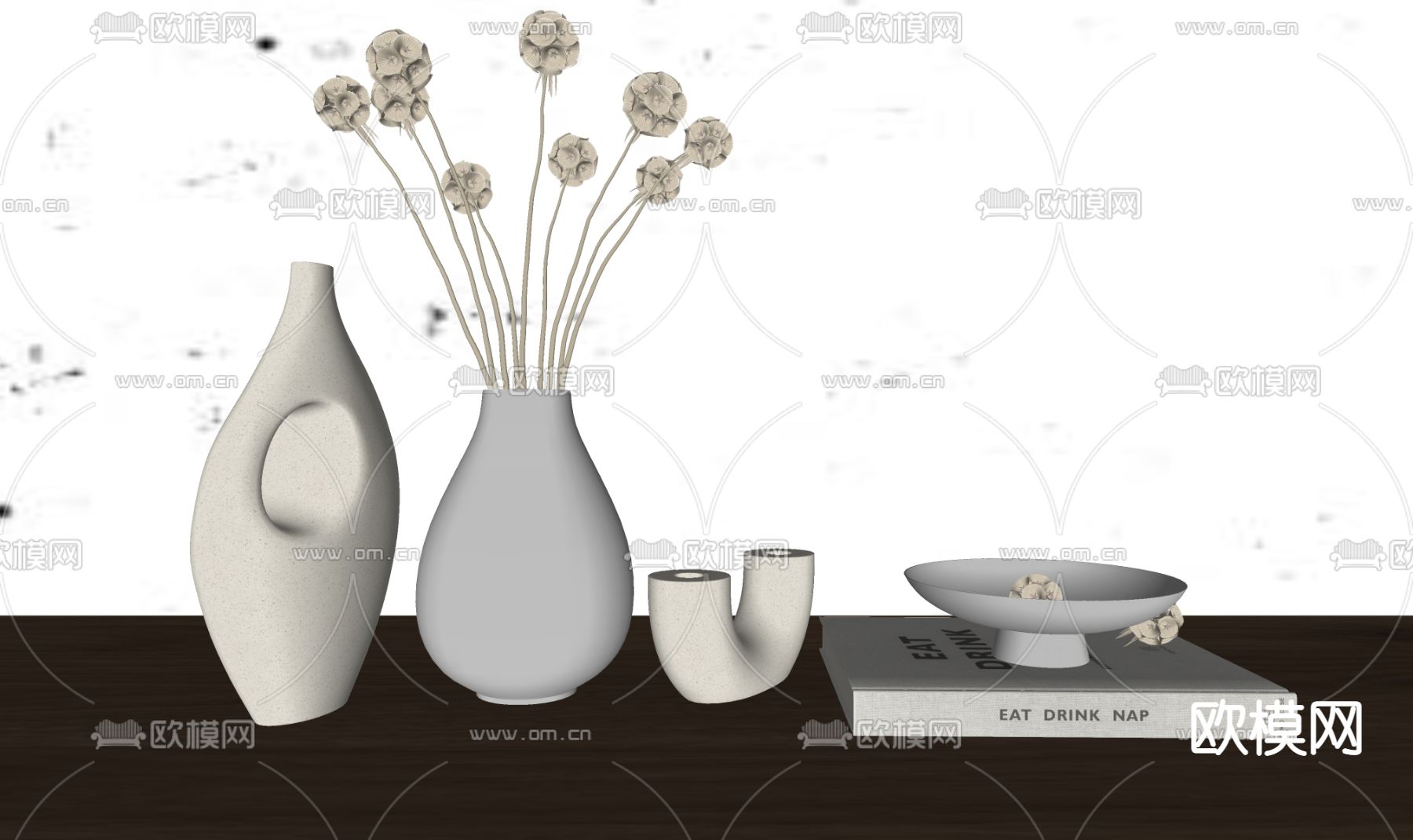 侘寂风 花瓶 饰品 摆件su模型下载（渲染图2）
