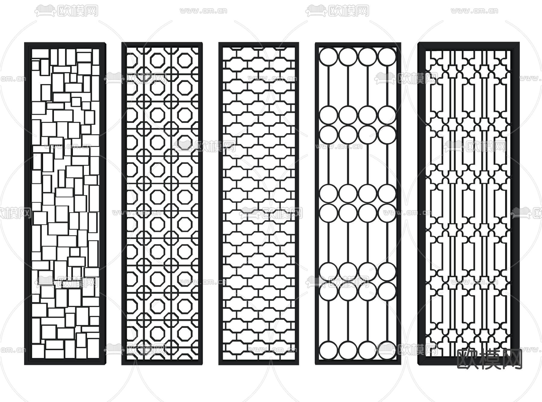 现代金属屏风 隔断su模型下载（渲染图2）