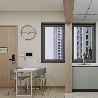  现代公寓餐厅 厨房su模型 