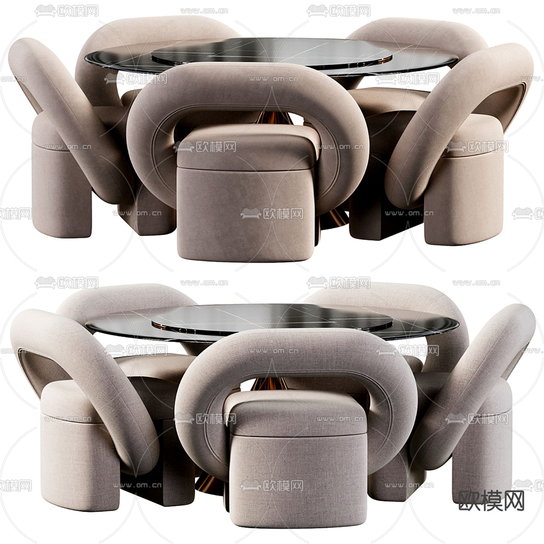 B&B Italia 餐桌椅3d模型下载（渲染图2）