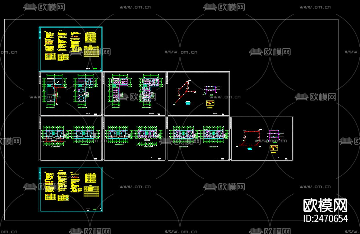 龙集敬老院1号楼水灭火系统CAD施工图下载（渲染图1）