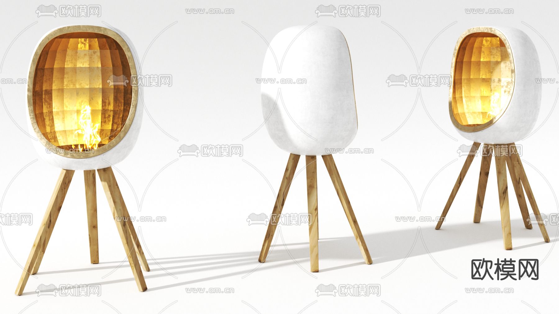 蛋型壁炉3d模型下载