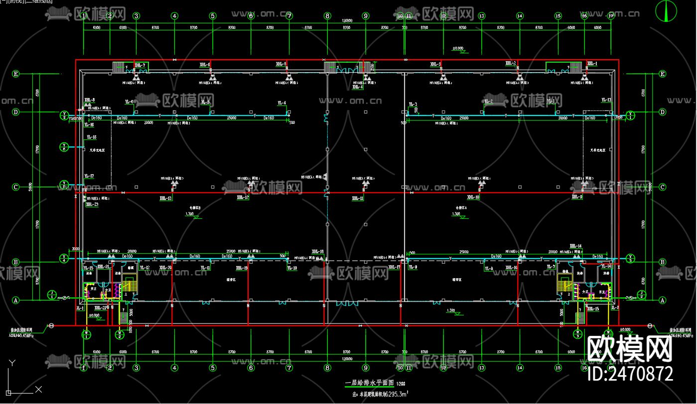 物流园3号仓储给排水CAD施工图下载（渲染图3）