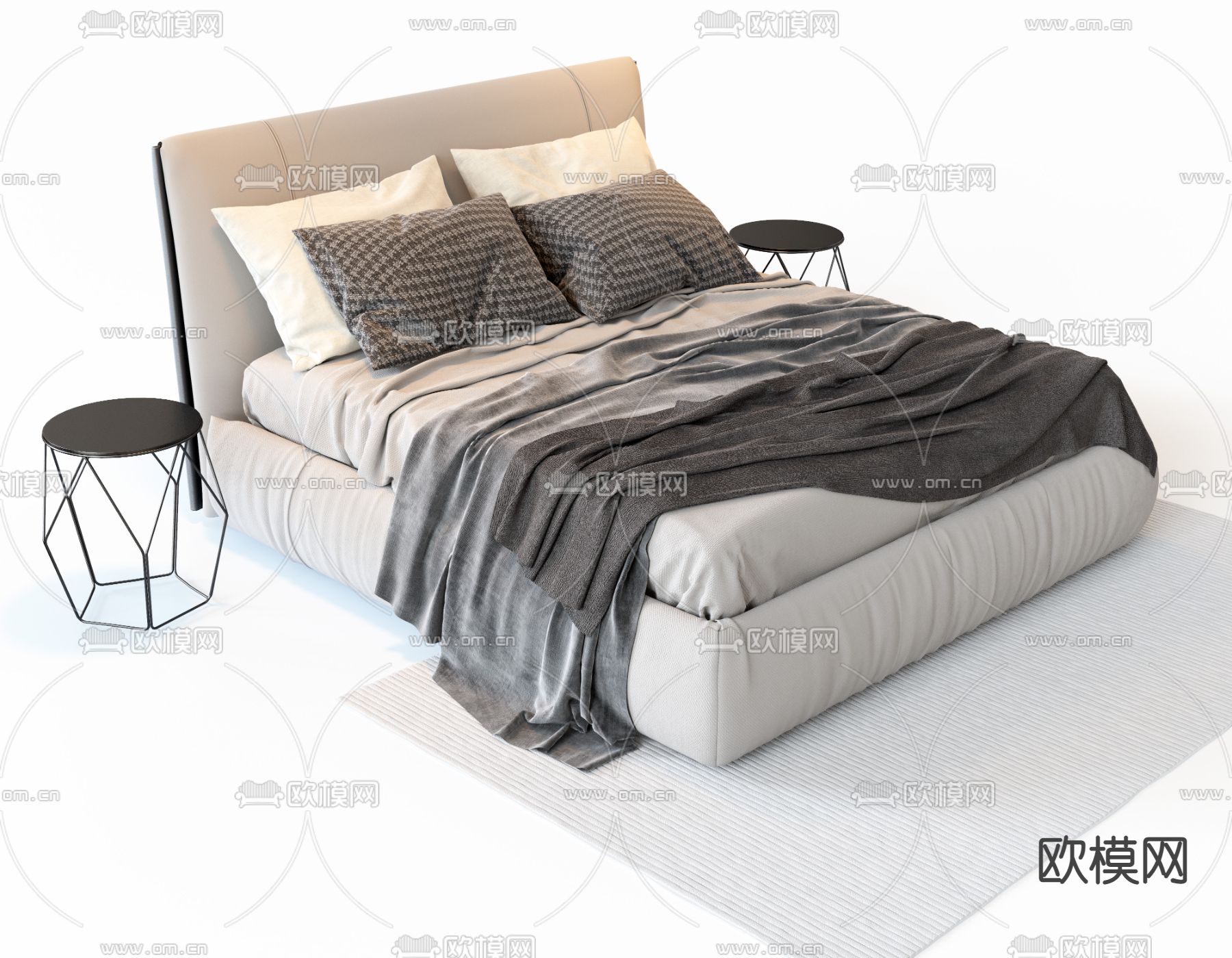 意大利 Meridiani Scott 双人床3d模型下载（渲染图2）