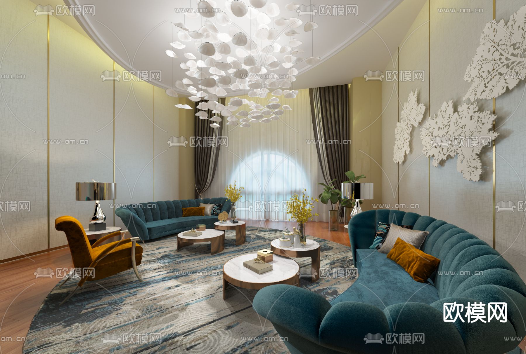 IN HOUSE装饰设计 简欧售楼处休息区SU模型下载