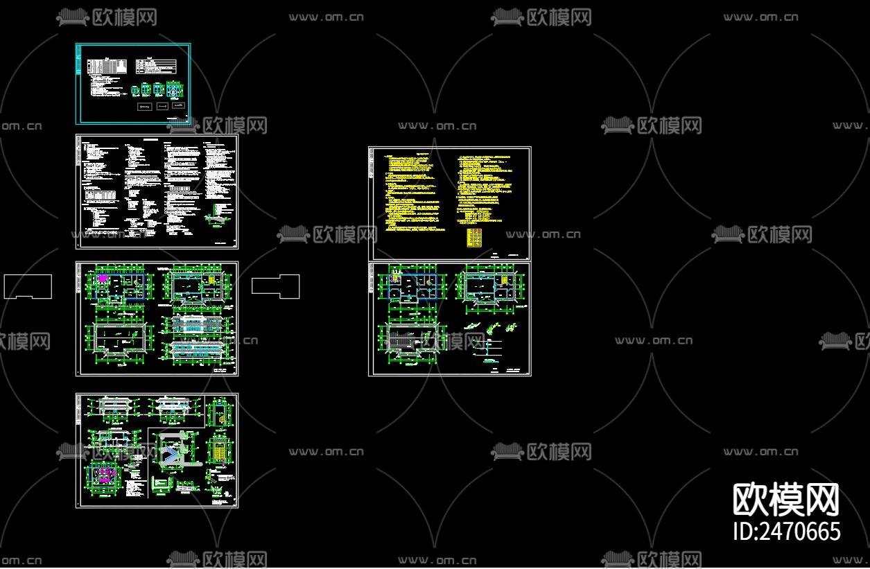 天岗湖村部给排水CAD施工图下载（渲染图2）