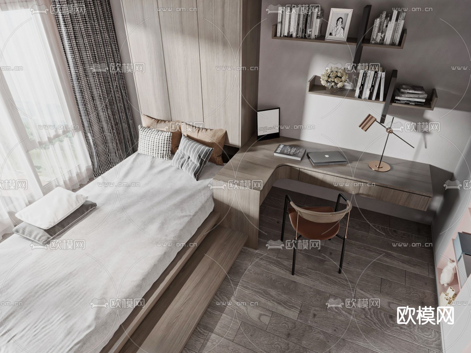 现代儿童床3d模型下载