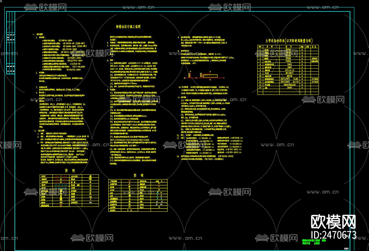 农贸市场给排水及水灭火CAD施工图下载（渲染图2）