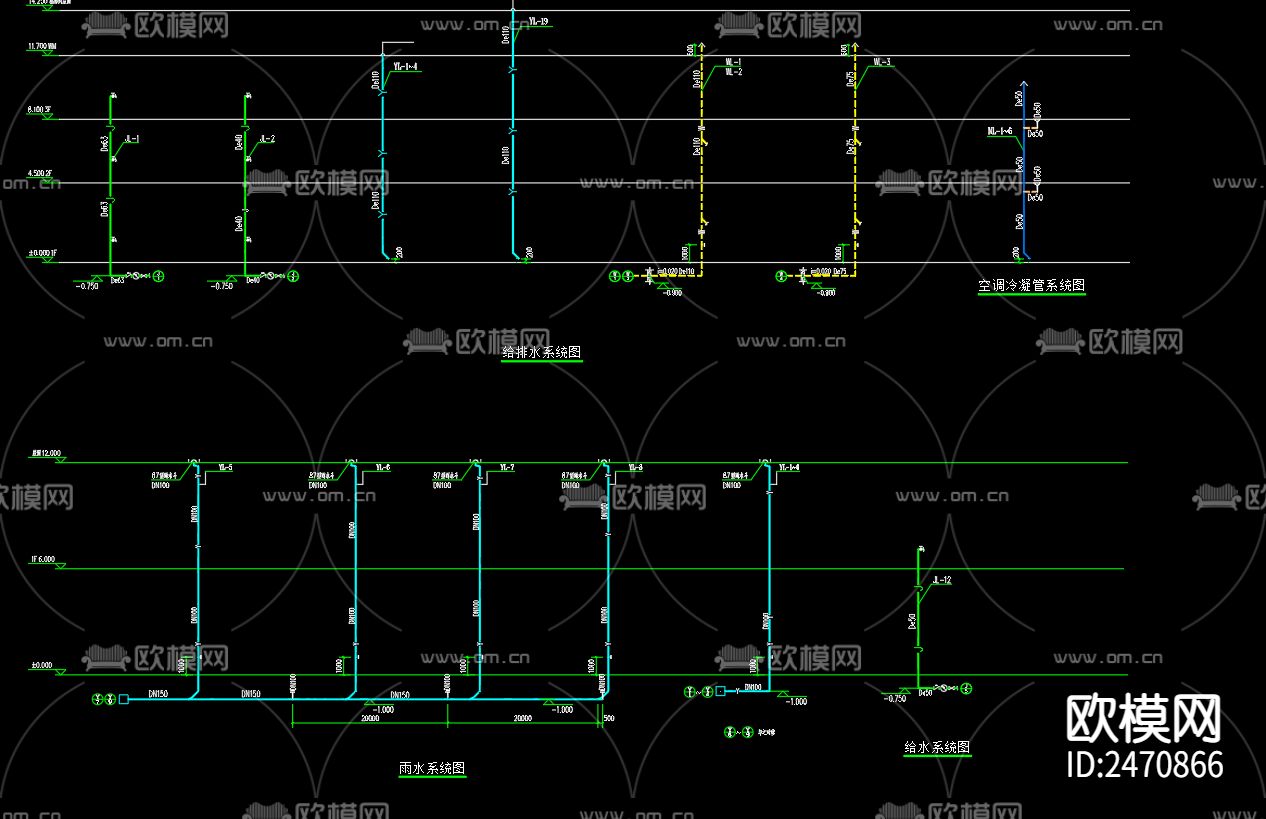 益建机车3号厂房施工图给排水CAD施工图下载（渲染图4）