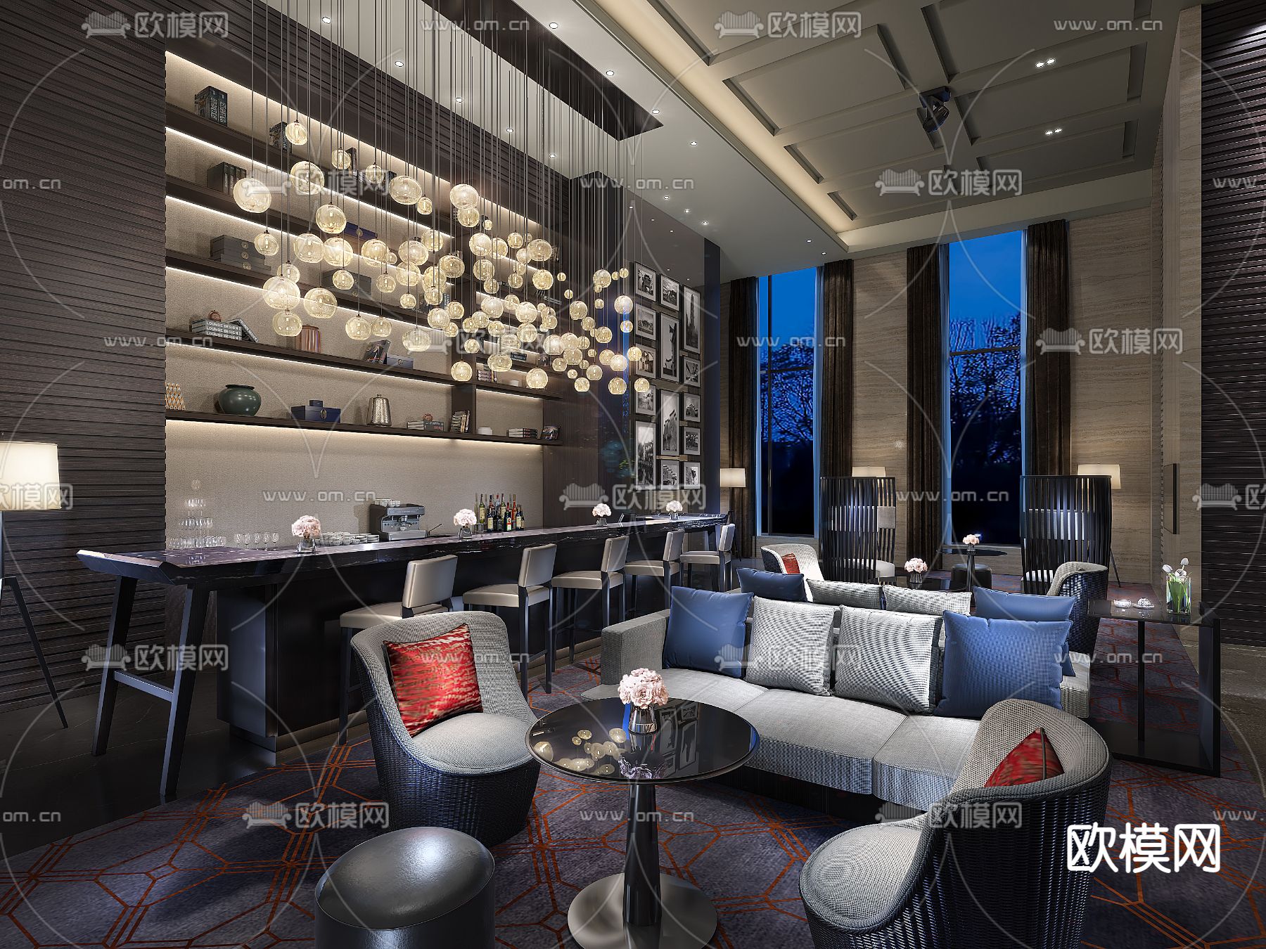 金螳螂现代酒店大堂休闲区SU模型