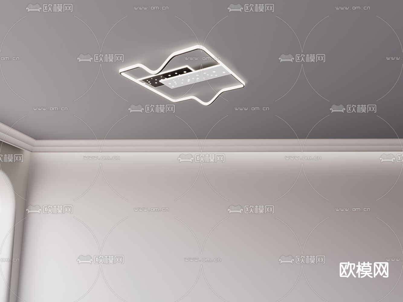 金属吊灯 不规则吸顶灯3d模型下载（渲染图2）