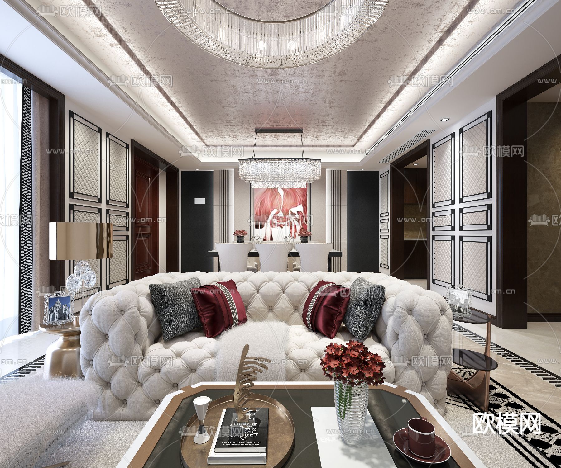 集艾设计后现代客厅SU模型下载