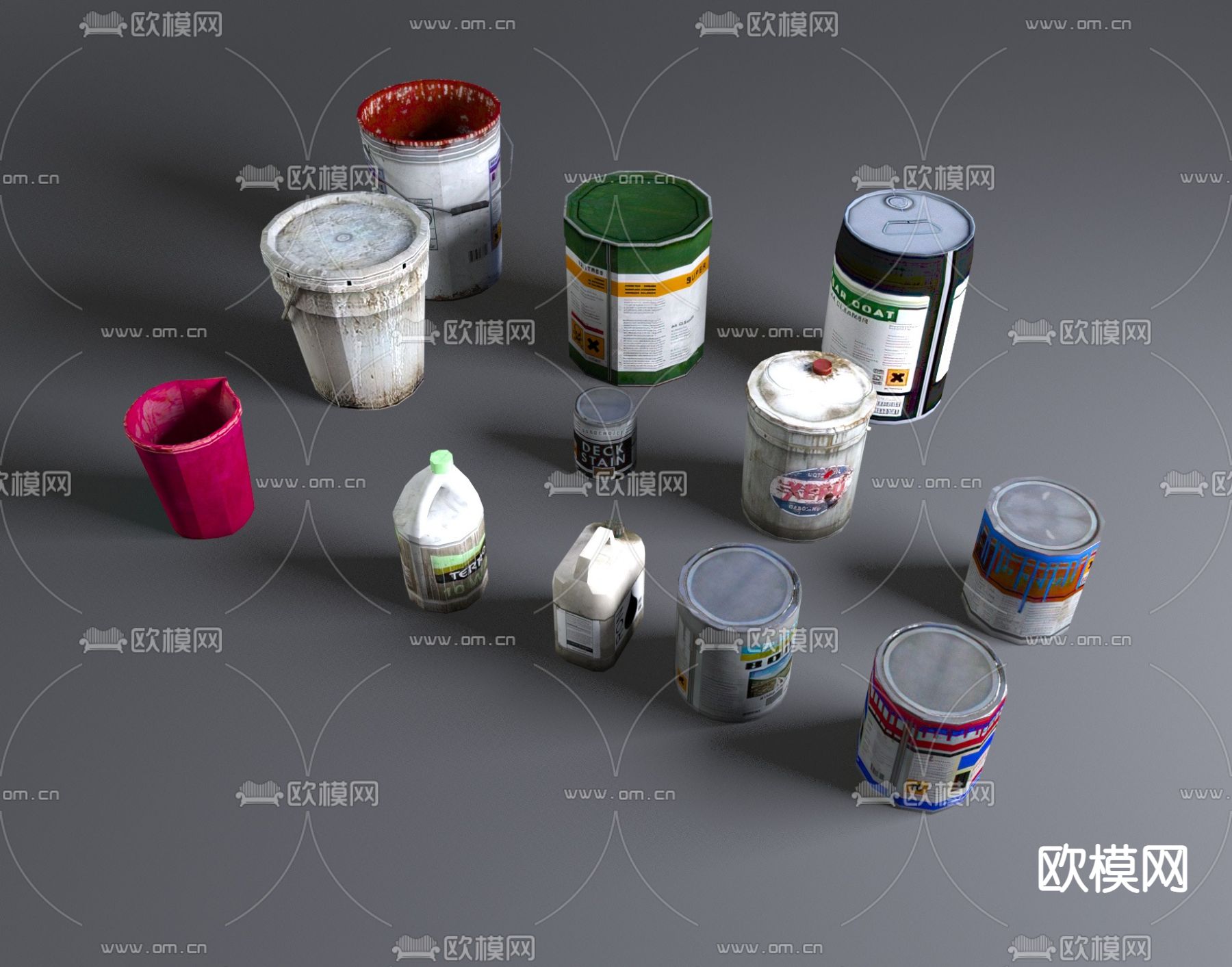 油漆颜料桶 塑料油漆桶 乳胶漆桶su模型下载（渲染图1）