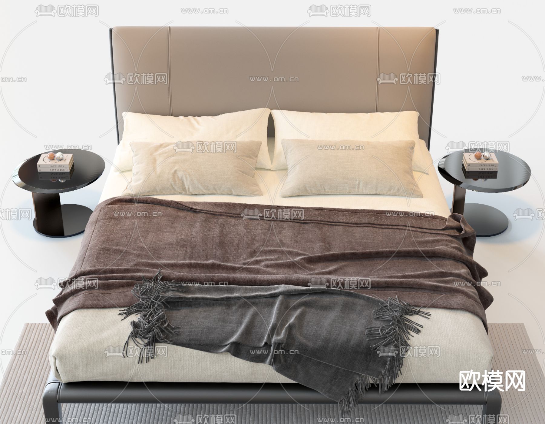 Meridiani 现代双人床3d模型下载（渲染图2）