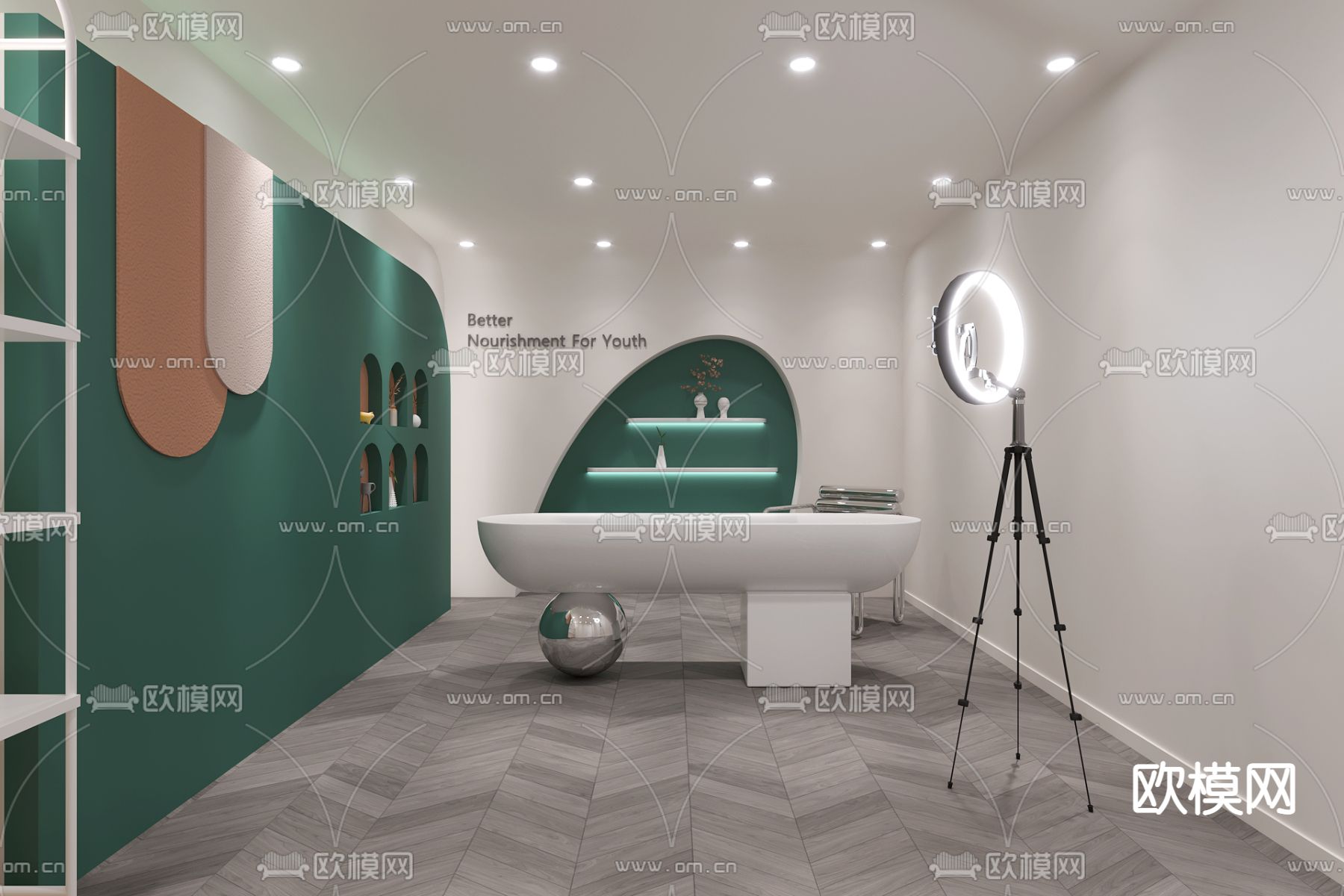 现代直播间免费3d模型下载（渲染图1）