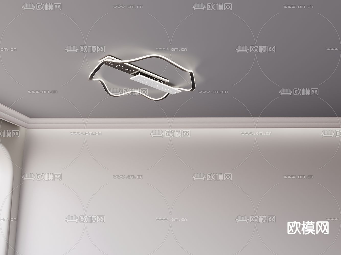 金属吊灯 不规则吸顶灯3d模型下载（渲染图6）