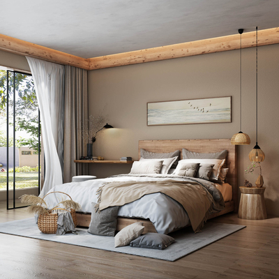  侘寂风民宿卧室su模型 