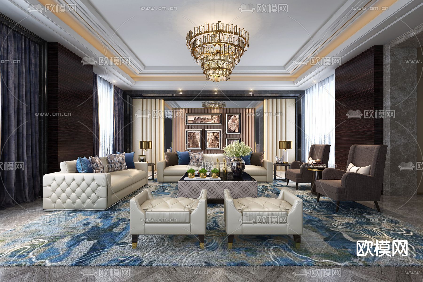 奥讯设计后现代会客厅su模型下载