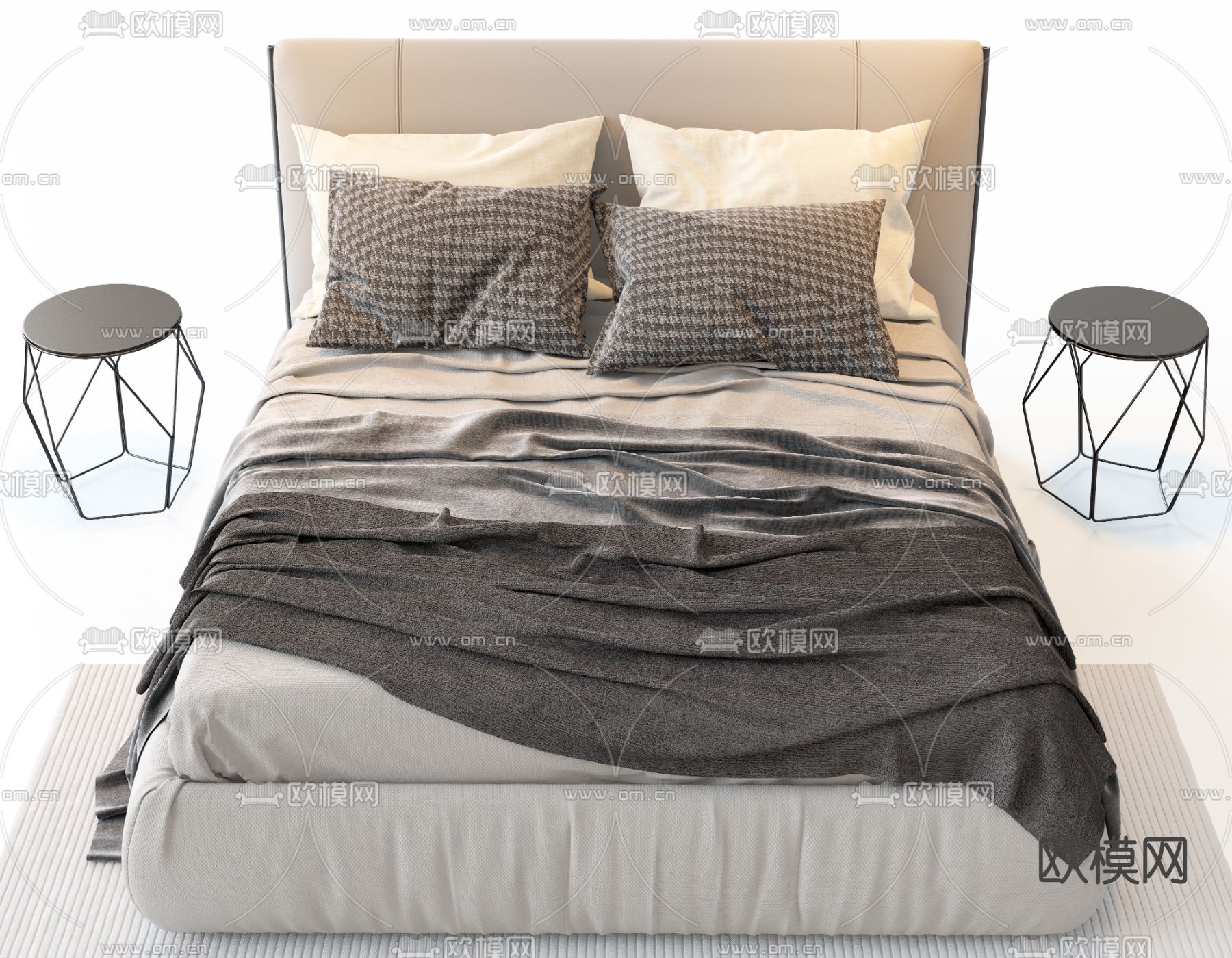 意大利 Meridiani Scott 双人床3d模型下载（渲染图3）